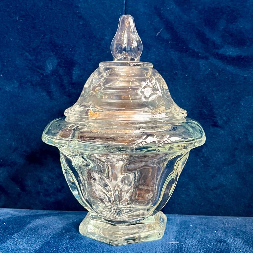 Vintage Avon Castleford glass jar with lid